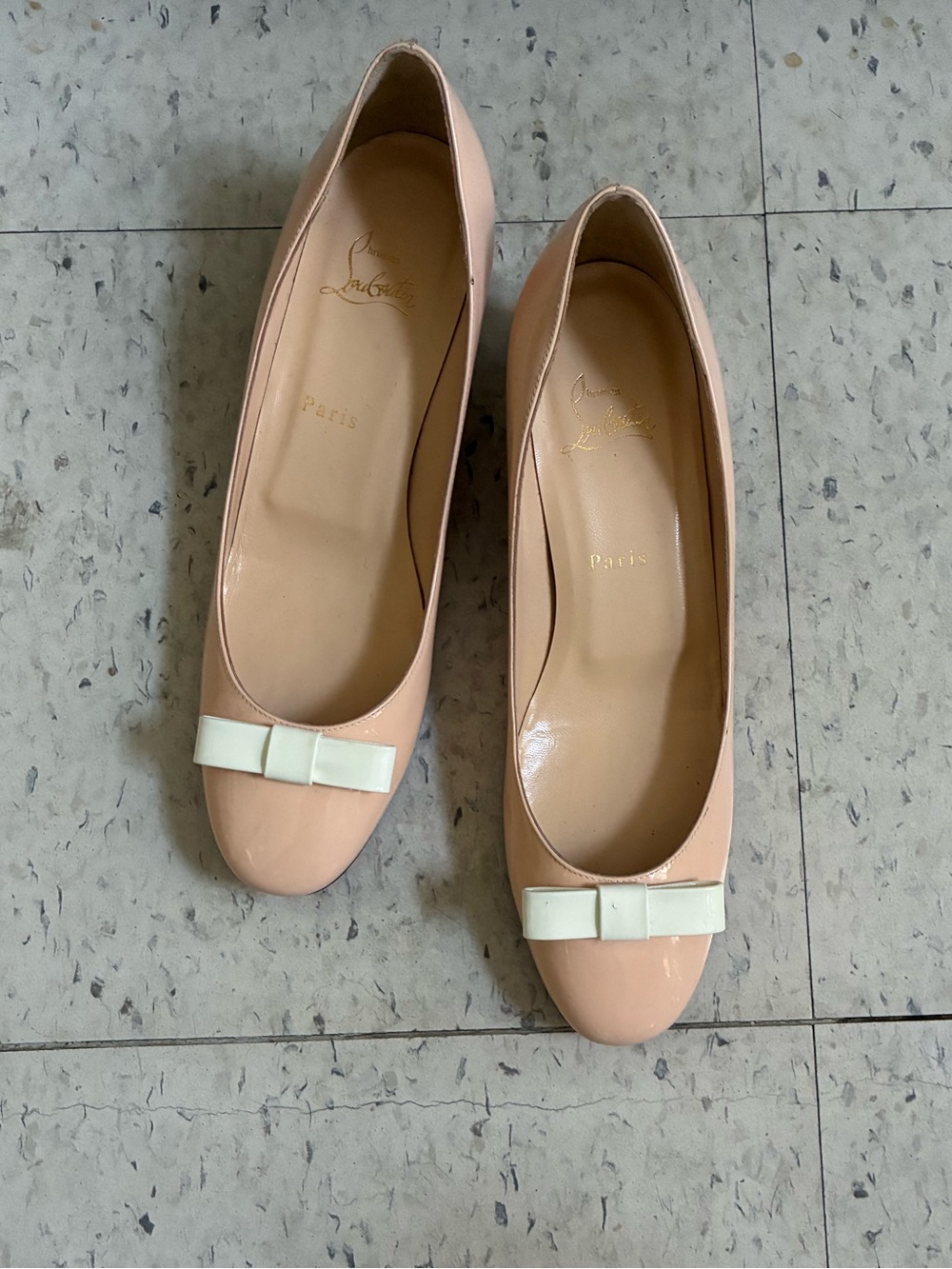 Christian Louboutin zerlisixty pink bow heels with clear plastic heel 40.5